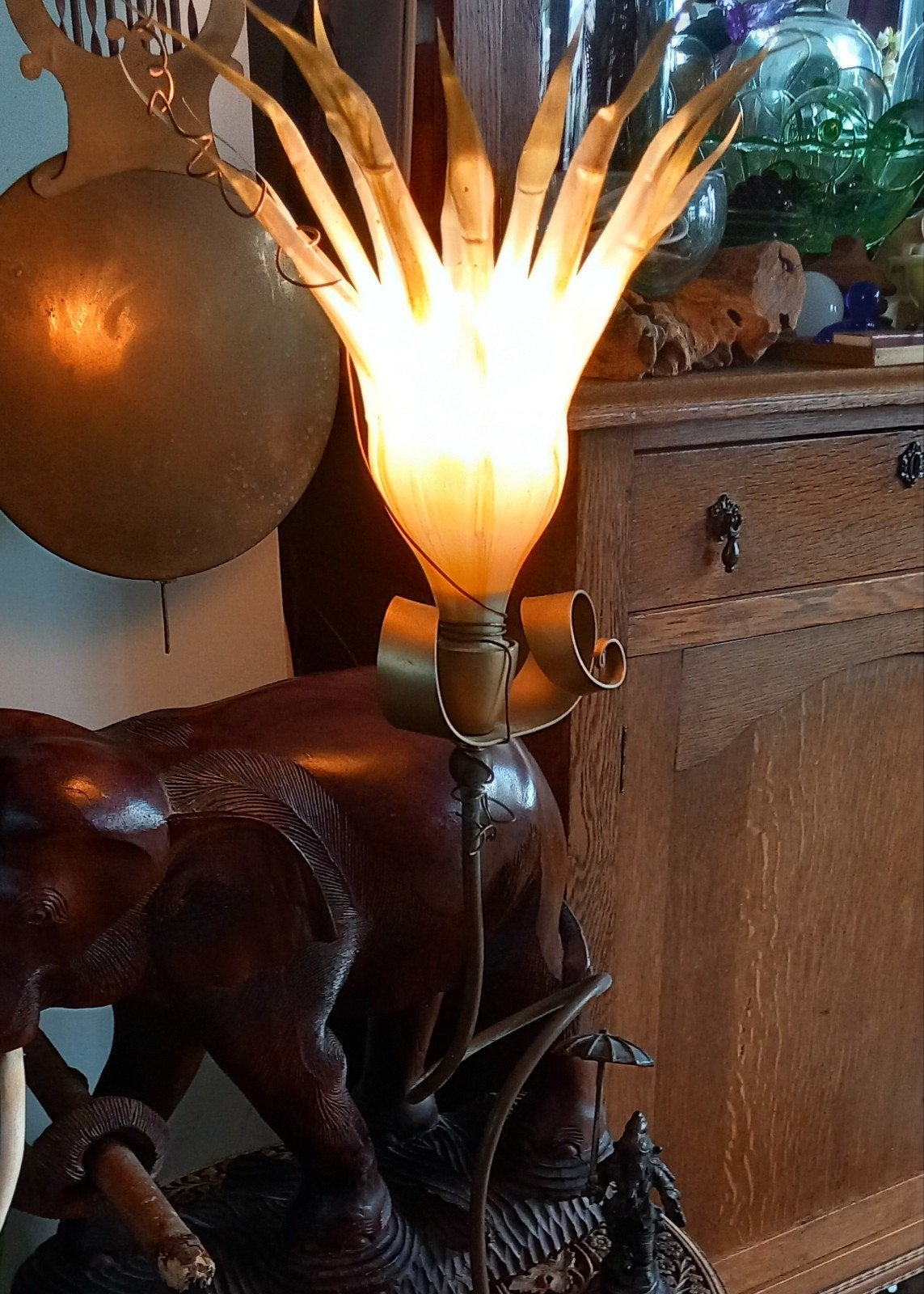 Unieke vintage tafellamp in bloemvorm, Ophalen of Verzenden