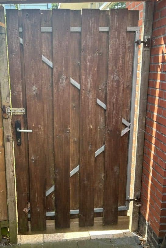 Poortdeur 100x180 cm met stalenframe, Ophalen, Minder dan 3 meter, Hout, 1 tot 2 meter