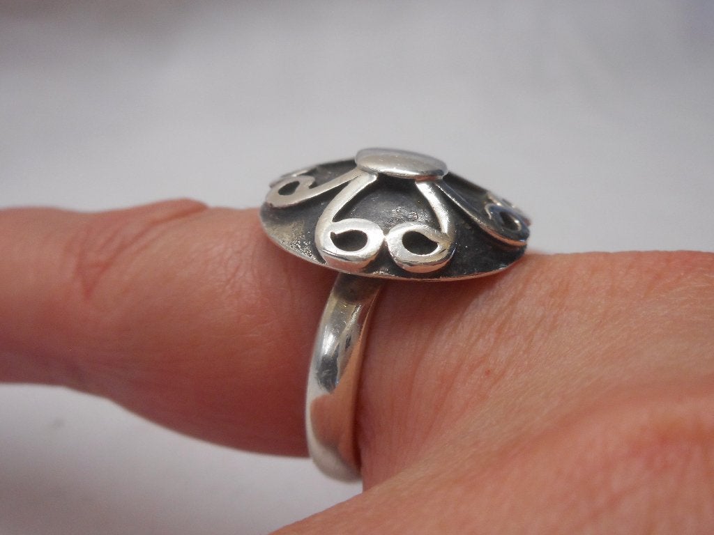 Zilveren modernist ring maat 18 nr.494, 18 tot 19, Gebruikt, Verzenden, Dame