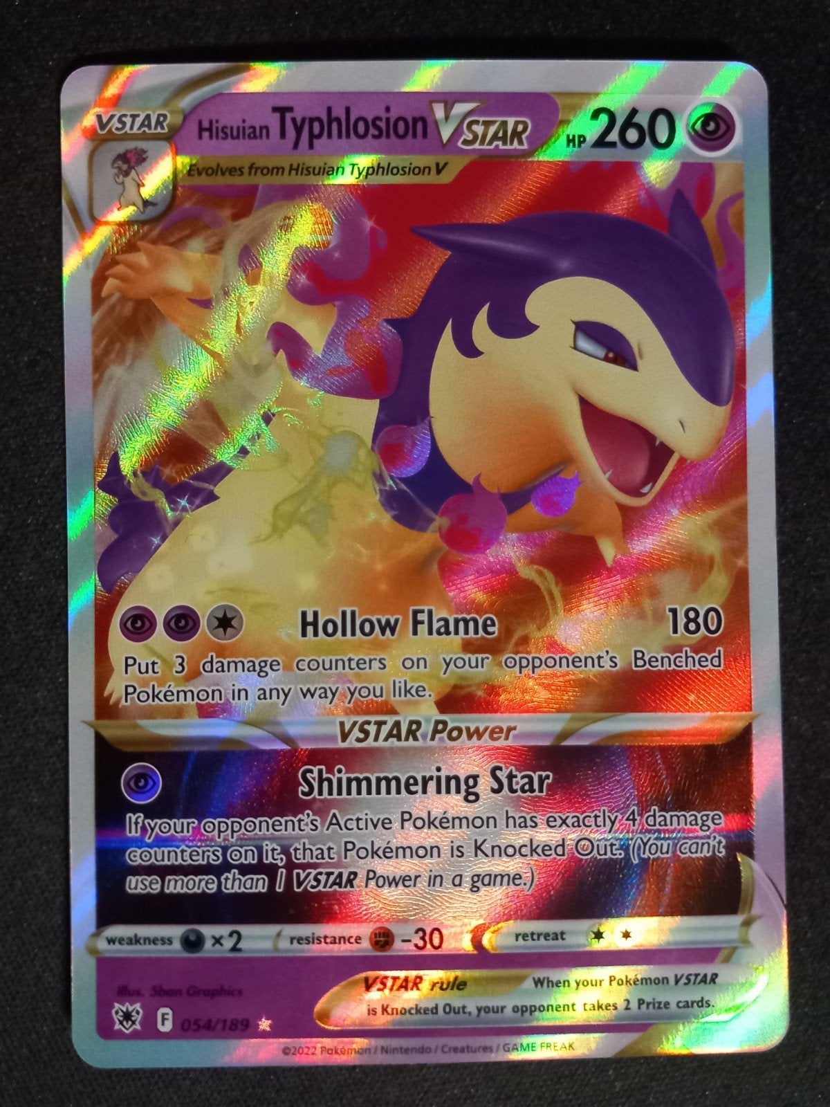 Hisuian Typhlosion VSTAR 054/189 Astral Ultra Rare NM, Verzenden, Zo goed als nieuw, Losse kaart, Foil