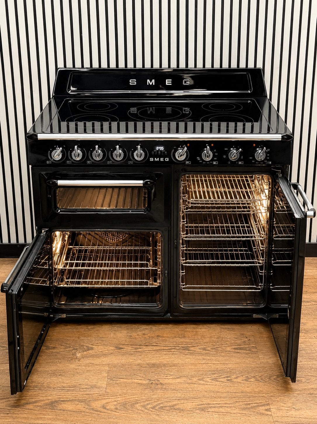 Luxe ZGAN Smeg INDUCTIE 5 zones met 3 ovens 100 cm, Smeg, Hete lucht, Fornello Esperta, Ophalen of Verzenden