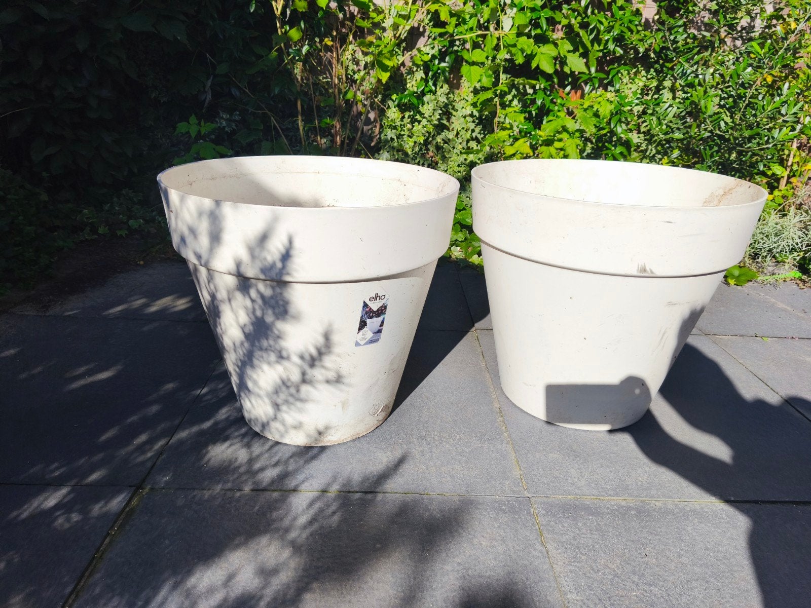 Elho Loft Urban Bloempot Rond met Wielen 50cm Wit (2 stuks), Tuin en Terras, Ophalen, Kunststof, Gebruikt, 40 cm of meer