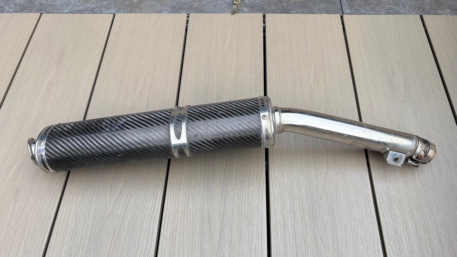 RVS Carbon look uitlaat Yamaha FZS600 Fazer - 2004, Ophalen, Gebruikt