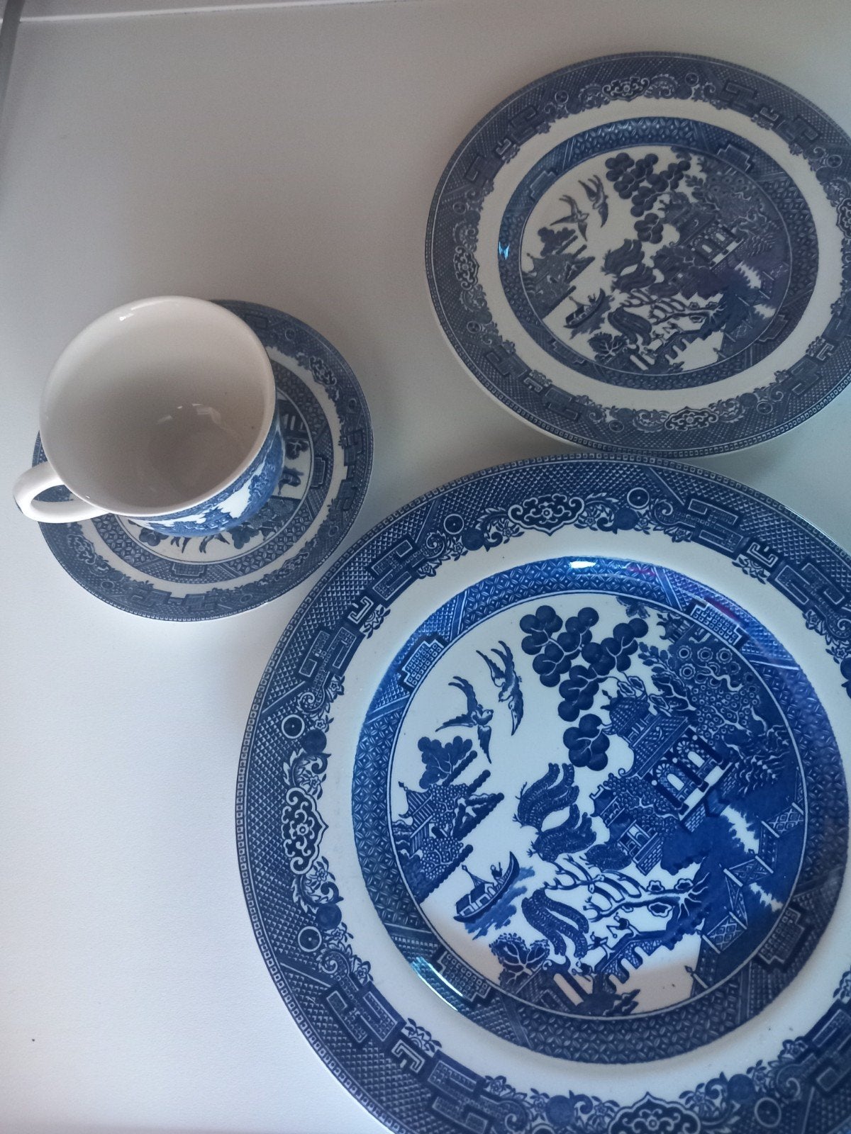 Johnson Brothers Willow Servies - Vintage Blauw/Wit, Ophalen, Gebruikt, Overige merken, Keramiek