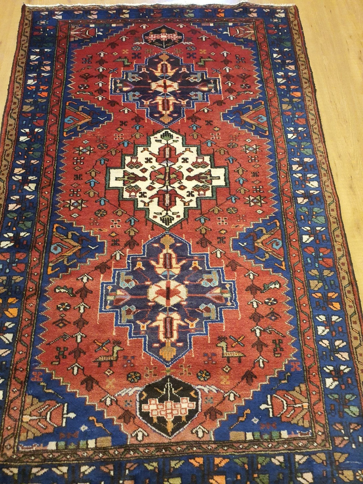 Vintage handgeknoopt perzisch tapijt meshkin 205x133, Info@SlatsAntiek.nl, Tweedehands, 100 tot 150 cm, Perzisch