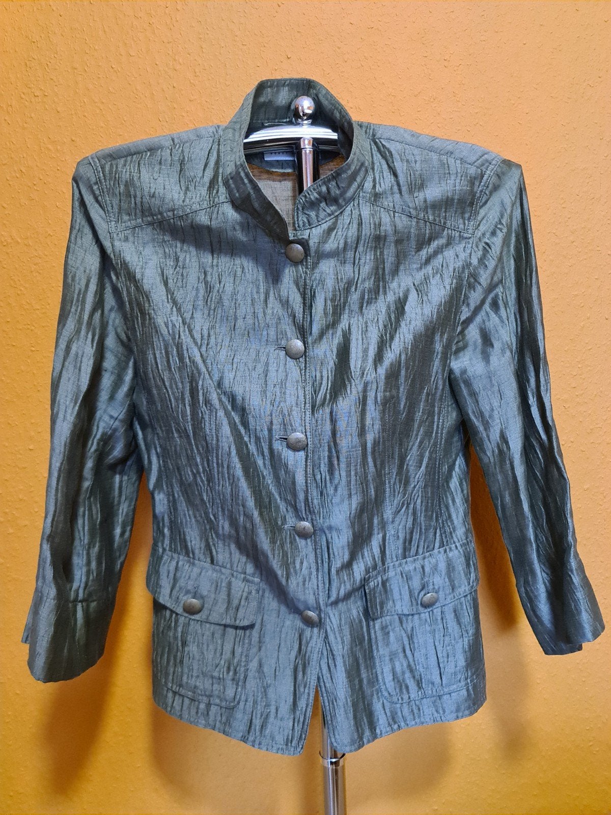 BASLER Khaki Crinkle Blazer, Maat 38/40 (M), Basler, Ophalen of Verzenden, Zo goed als nieuw