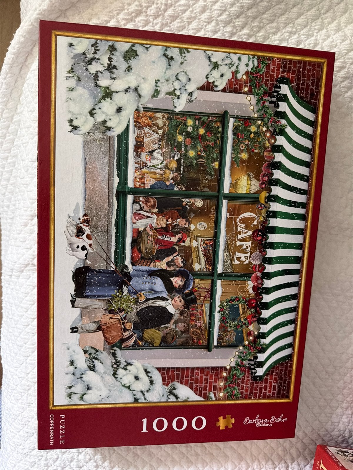 Barbara Exner Kerstpuzzel 1000 stukjes - Winter Café, Ophalen of Verzenden, 500 t/m 1500 stukjes, Zo goed als nieuw, Legpuzzel