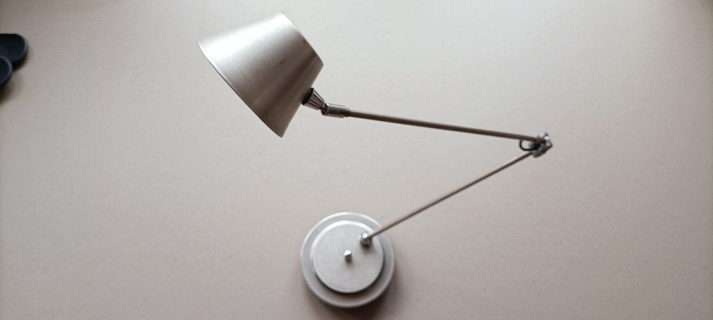 RVS Plafondlamp met Knikarm, Zilver, Gebruikt, Modern, Hanglamp