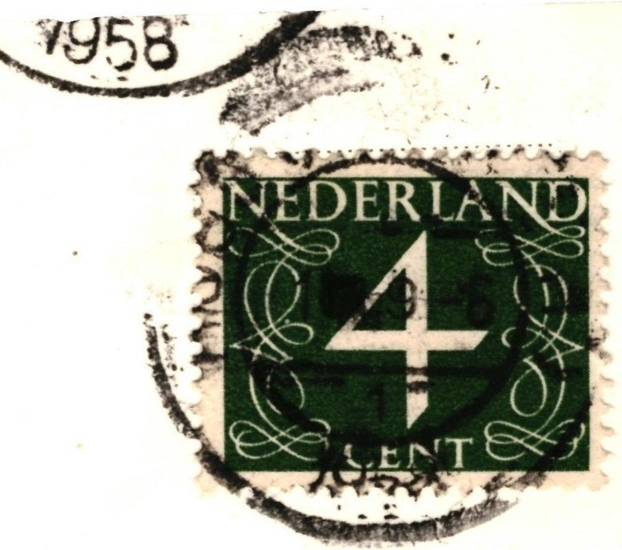 940478 Giessendam miniatuur molen in G Oudkerk ZH 1958, Verzamelen, Ophalen of Verzenden, 1940 tot 1960, Gelopen, Zuid-Holland