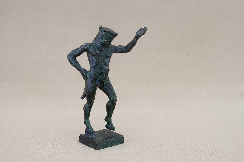 bronzen beeld Satyr  Griekse mythologie, Antiek en Kunst, Minder dan 20 cm, Gepatineerd, Ophalen of Verzenden, Brons