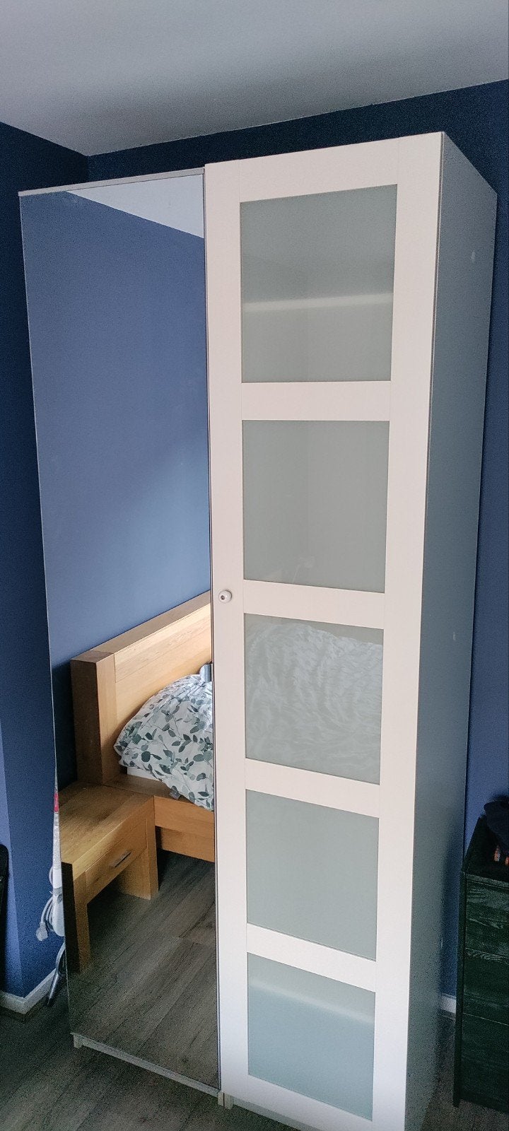 Witte PAX kledingkast met spiegeldeur, Huis en Inrichting, Kasten | Kledingkasten, Ophalen, Met deur(en), Gebruikt, 100 tot 150 cm