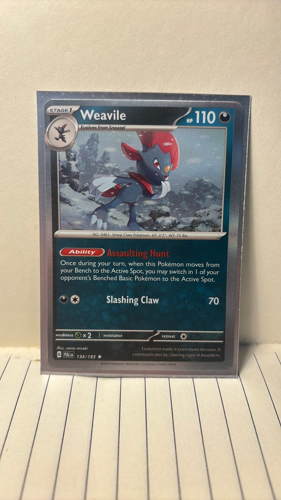 Weavile 134/193 holo paldea evolved pokemon kaart, Ophalen of Verzenden, Nieuw