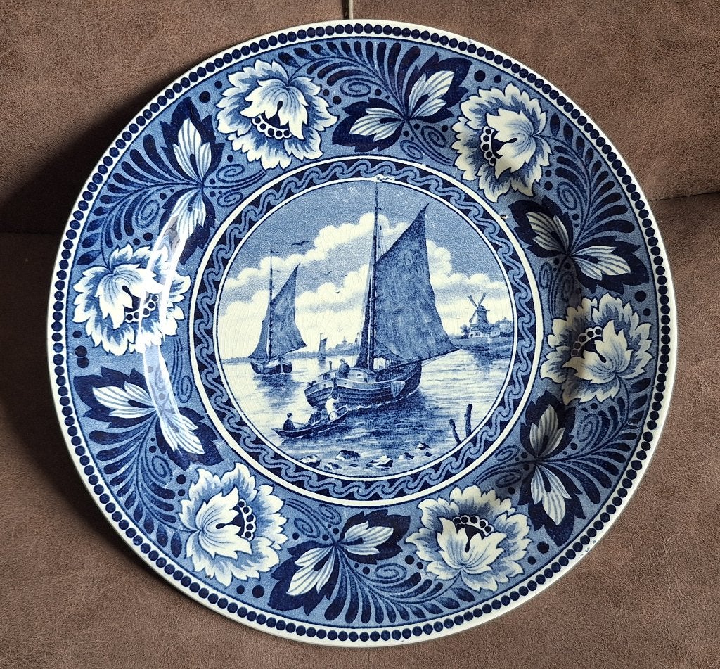 Antiek Blauw-wit Wandbord, Ophalen of Verzenden