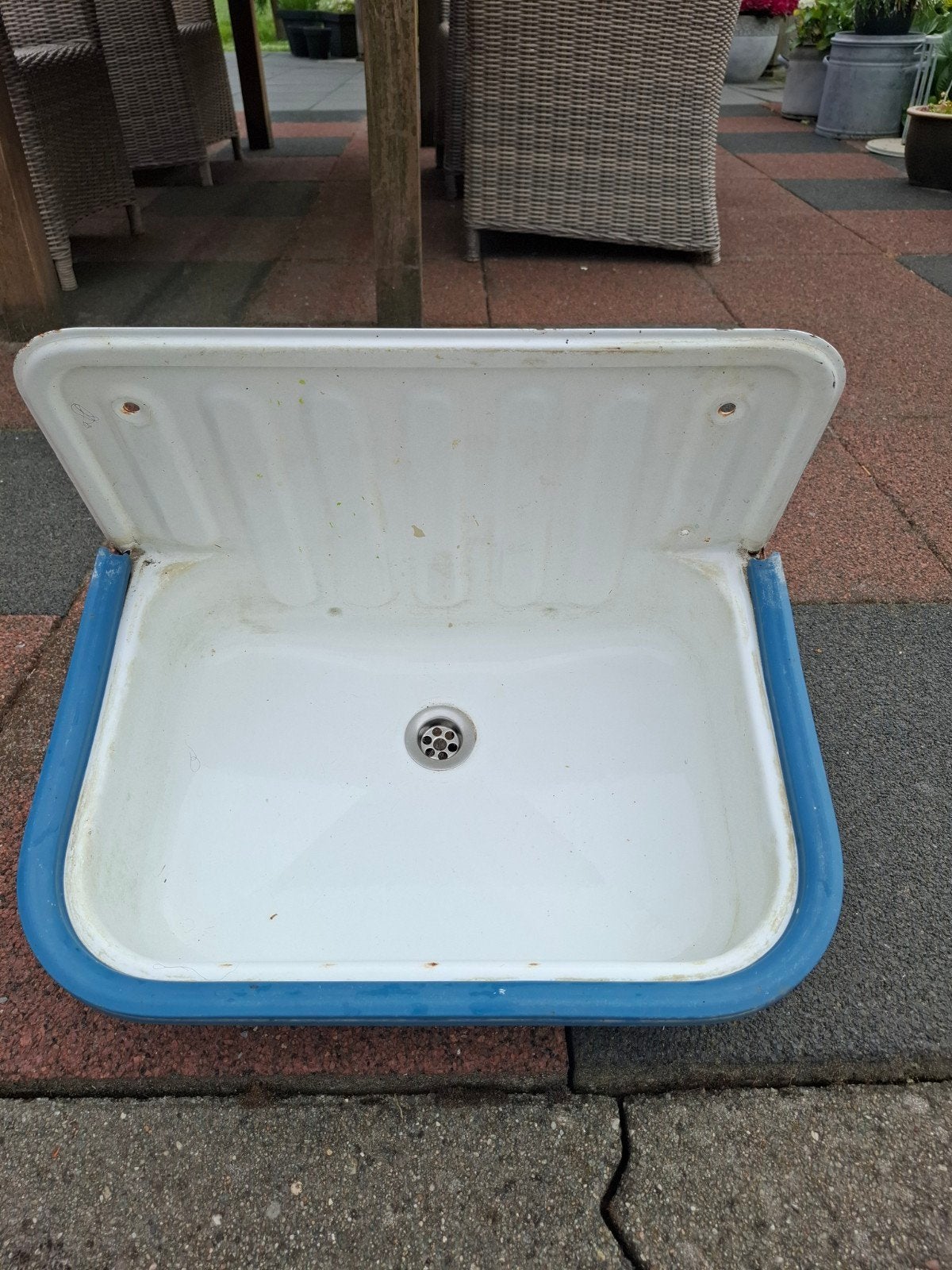 Gemailleerde wasbak., Antiek en Kunst, Curiosa en Brocante, Ophalen