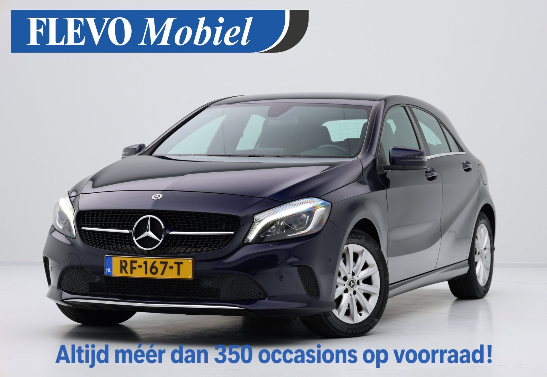 Mercedes-Benz A-klasse 160 Ambition Aut. LED|Navi|1e Eig|Hal, Auto's, Dealer onderhouden, Gebruikt, 4 cilinders, Blauw