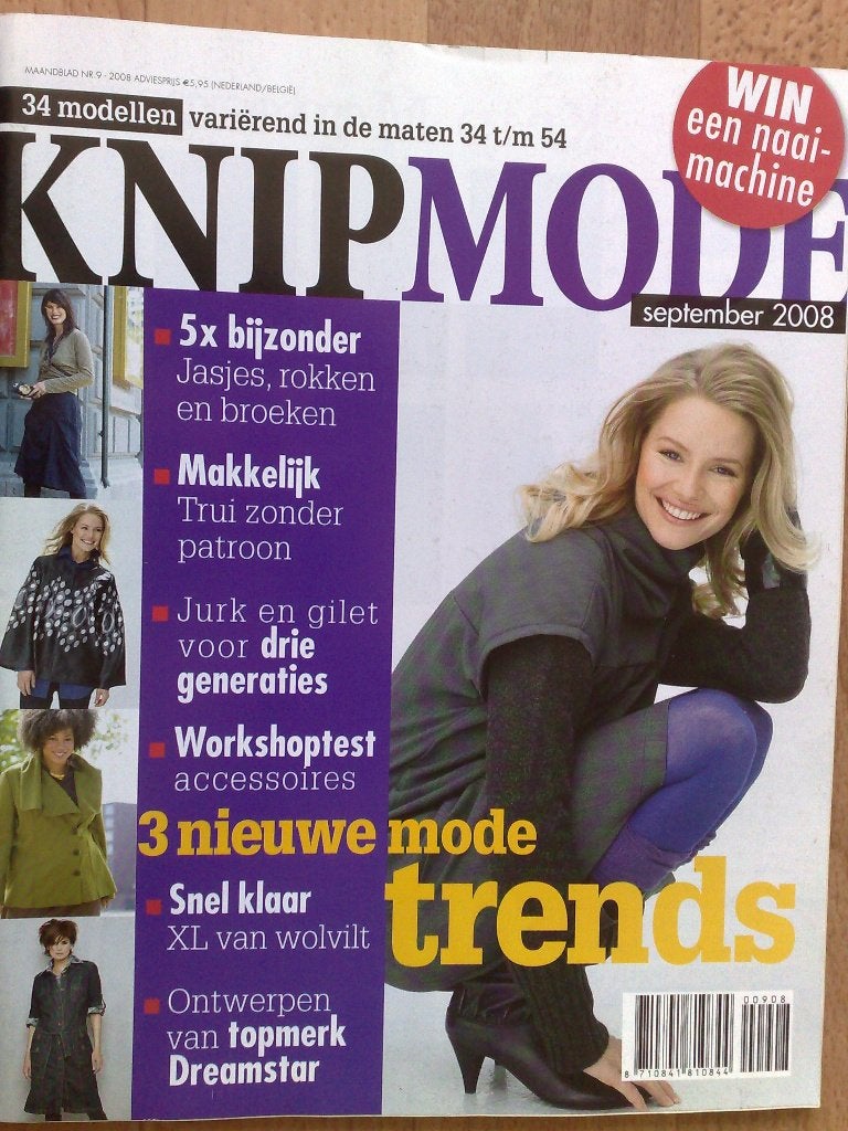 Knipmode september nr. 9 / 2008, Hobby en Vrije tijd, Overige typen, Verzenden, Vrouw, Zo goed als nieuw