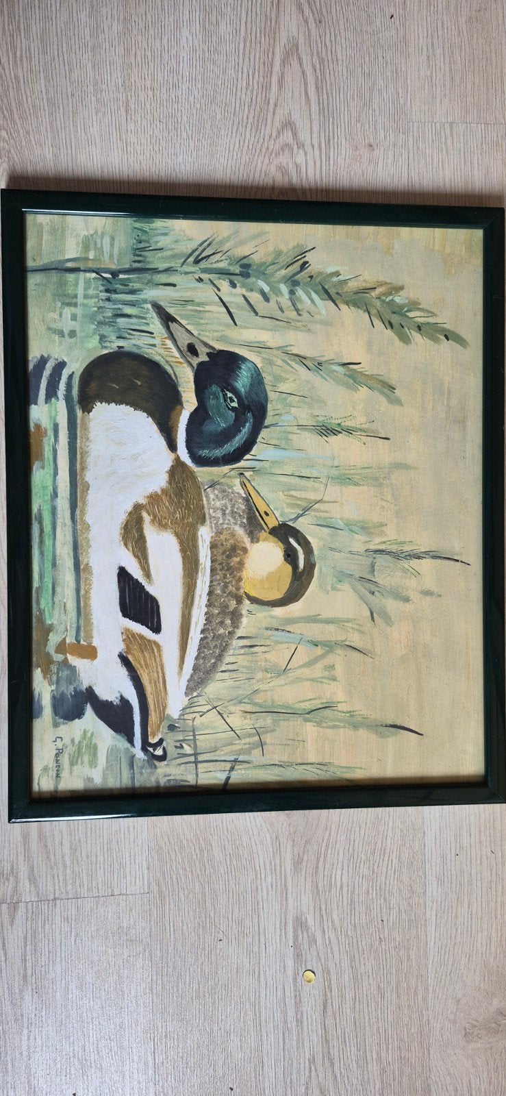 Schilderij Wilde Eenden in Water - Gesigneerd, Antiek en Kunst, Ophalen