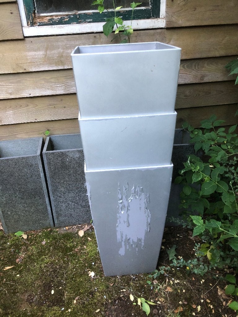4 lechuza plantenbakken met binnenbakken, Tuin en Terras, Bloembakken en Plantenbakken, Ophalen, Kunststof, Gebruikt, Minder dan 60 cm