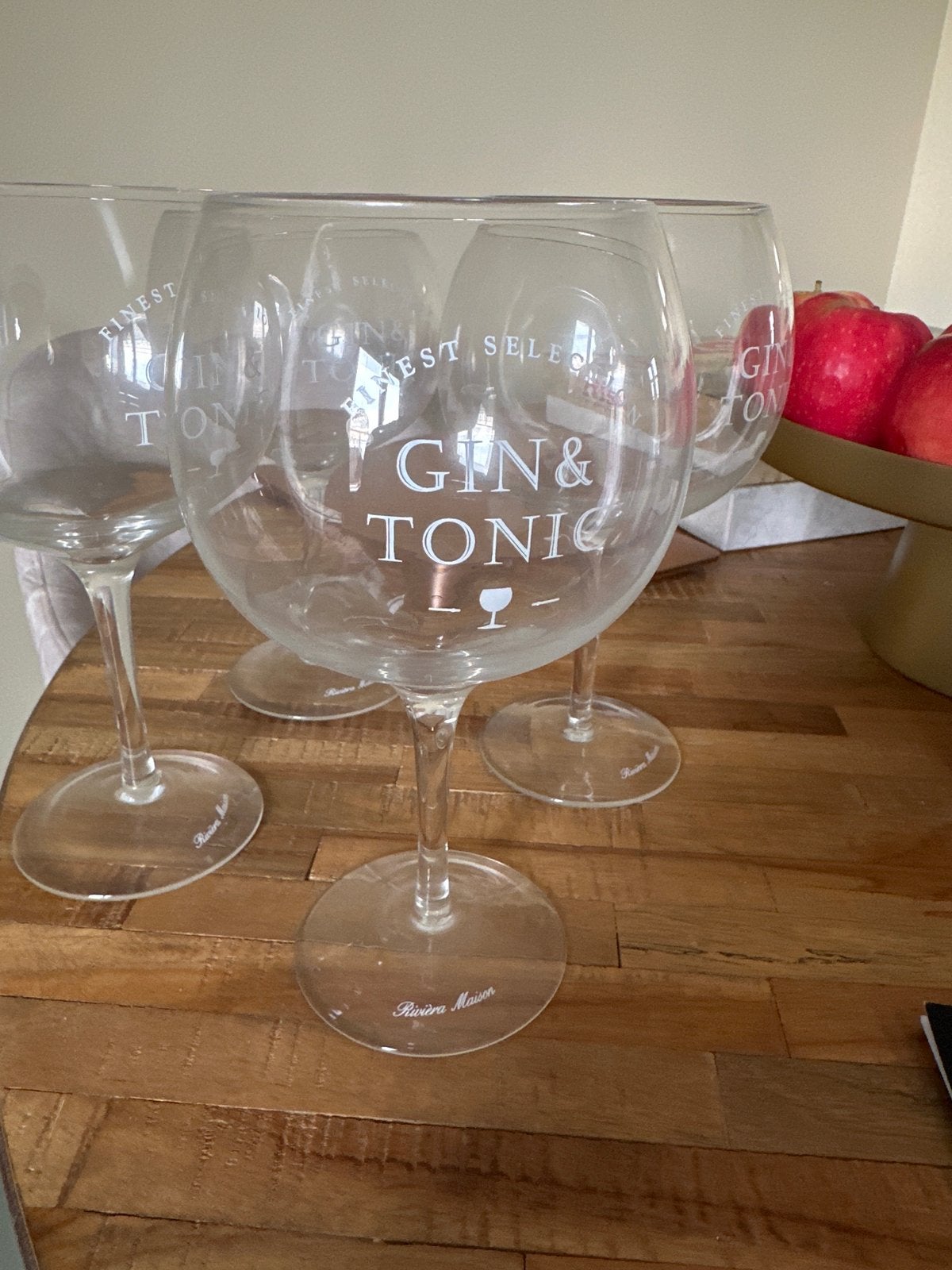 Riviera Maison Gin & Tonic glazen - Set van 4, Ophalen of Verzenden, Zo goed als nieuw, Riviera Maison, Glas