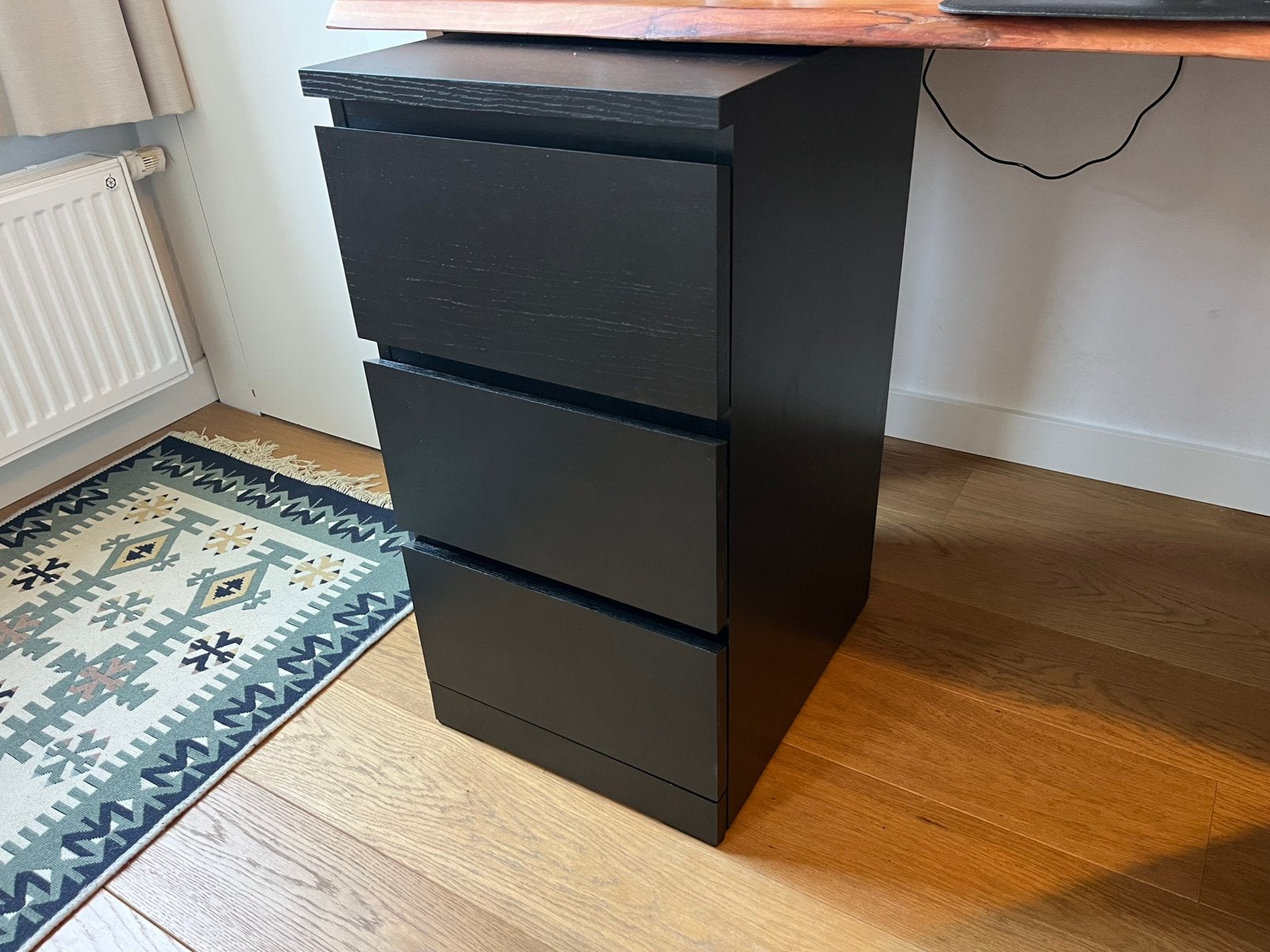 MALM IKEA Ladekast 3 lades, zwart bruin, 40x78 cm, Ophalen, 50 tot 100 cm, Zo goed als nieuw, Minder dan 100 cm