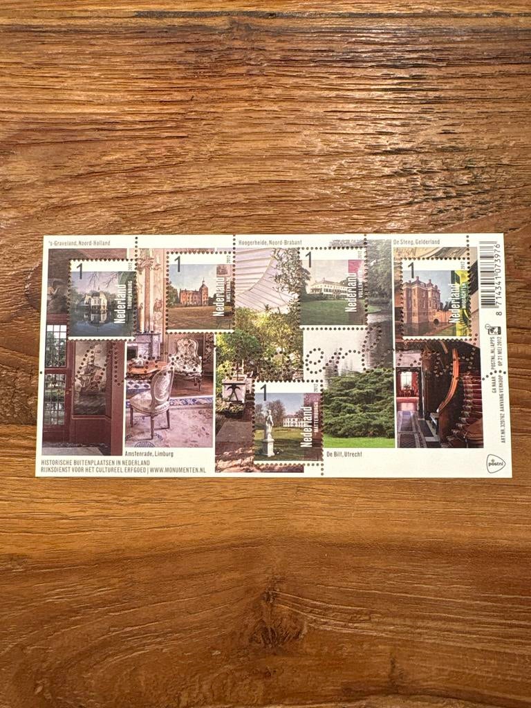 Postzegelvel Historische Buitenplaatsen Nederland, Verzenden, Na 1940, Postfris