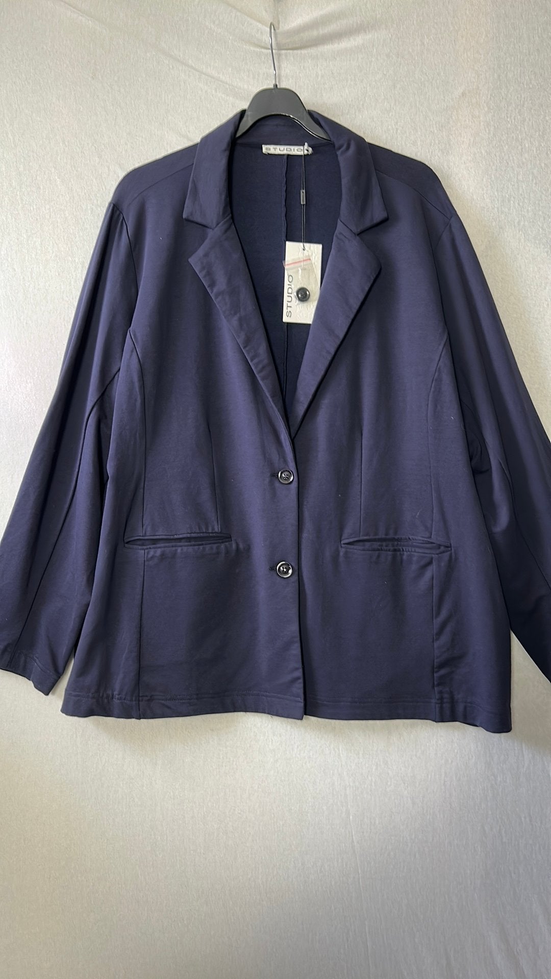Studio Navy stretch tricot blazer 54, Ophalen of Verzenden, Nieuw, Blauw, Jasje of Colbert