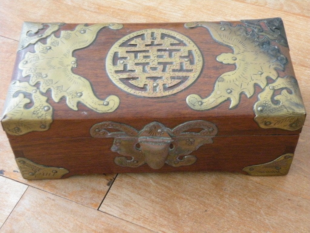 Kistje met koperen beslag., Antiek en Kunst, Ophalen of Verzenden