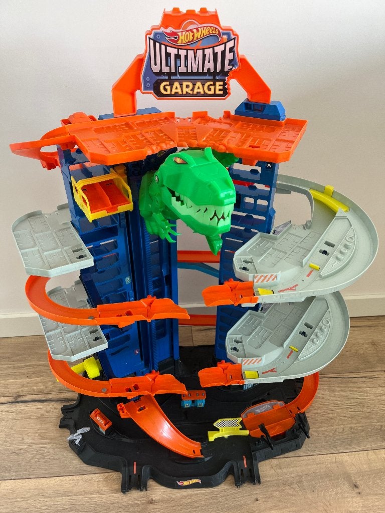 Hot Wheels City Robot T-Rex Ultieme Garage GJL14, Ophalen, Hot Wheels, Handmatig, Racebaan