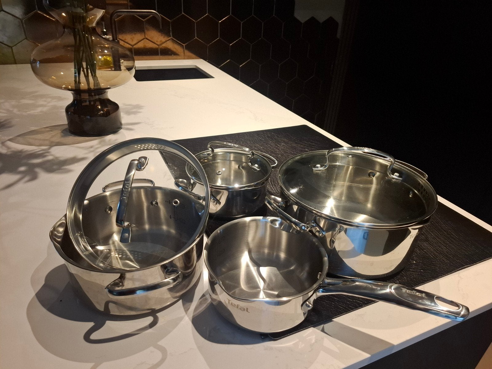 Tefal Pannenset RVS - 4-delig - Inductiegeschikt, Ophalen, Tefal, Geschikt voor inductie, Pannenset