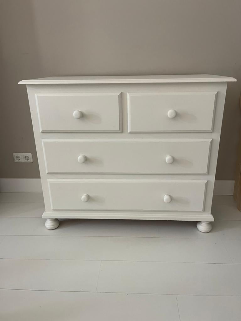 Vintage antieke commode ladekast dressoir wit, Huis en Inrichting, 100 tot 150 cm, Ophalen of Verzenden, Zo goed als nieuw, 3 of 4 laden