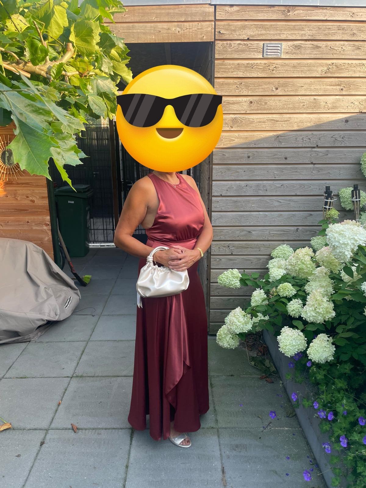 BA&SH feest jurk satijn bruinrood. maat 2=38, Ophalen of Verzenden, Zo goed als nieuw, Bruin, Galajurk