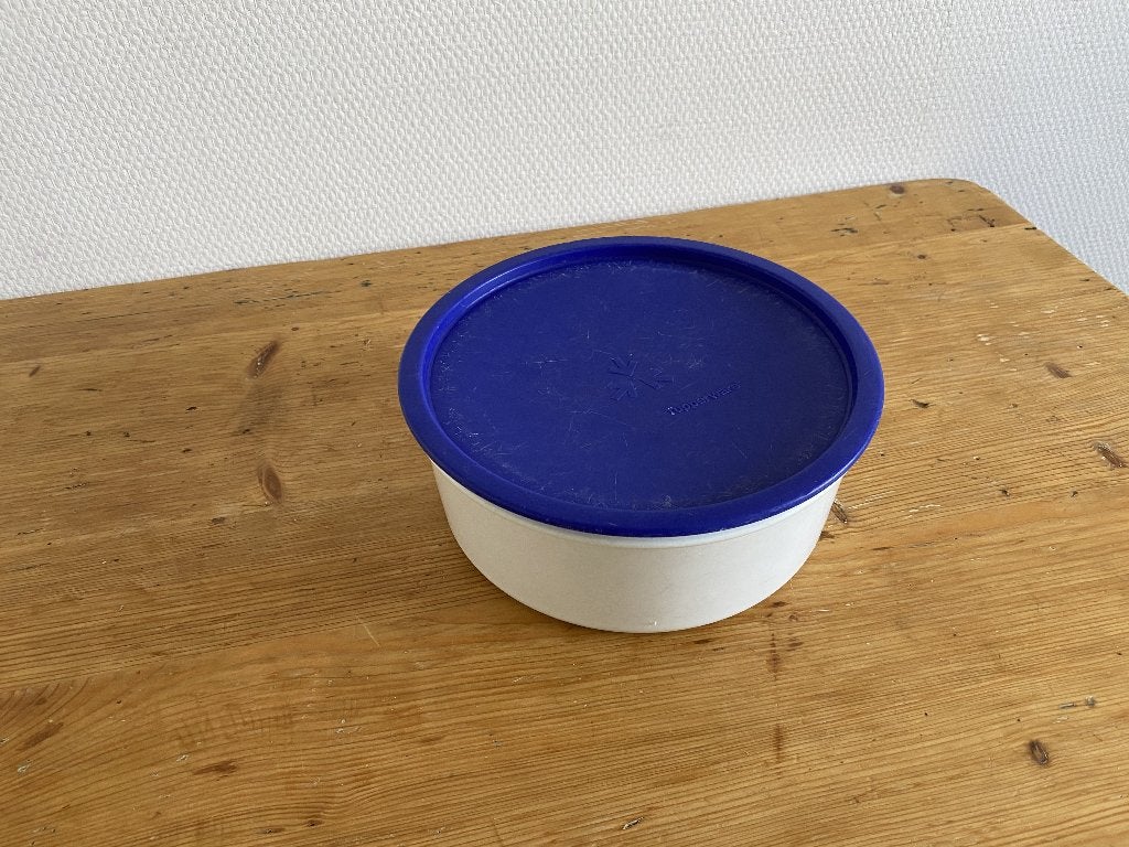 Tupperware Koektrommel ( klikdeksel, blauw ), Ophalen of Verzenden, Gebruikt, Blauw, Overige typen
