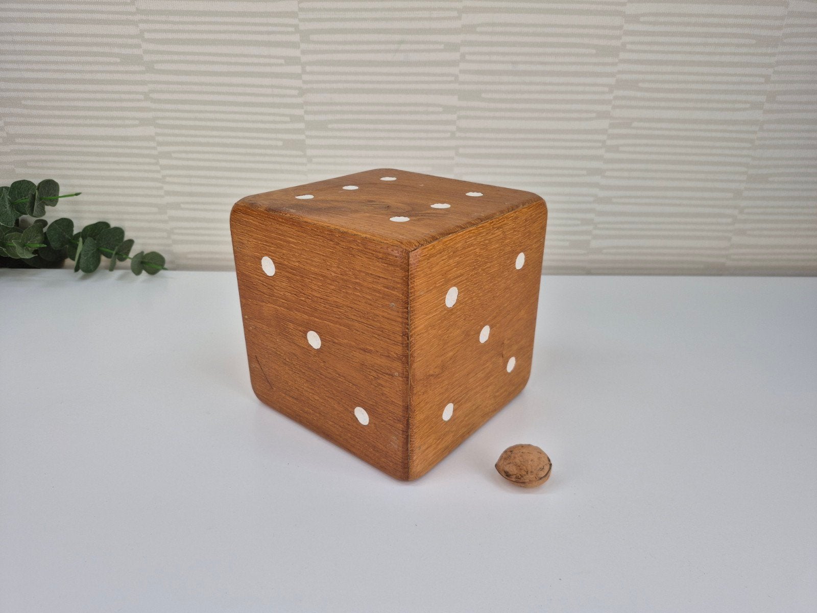 Vintage XXL houten dobbelsteen 16x16x16 cm., Ophalen of Verzenden, ., ., .