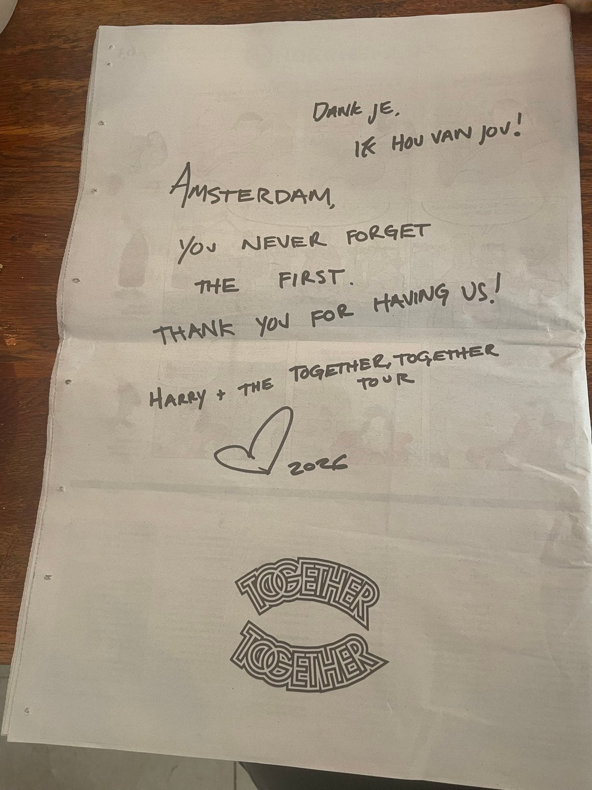 Het Parool:  Harry Styles bedankt, Ophalen of Verzenden, Gelezen, Krant