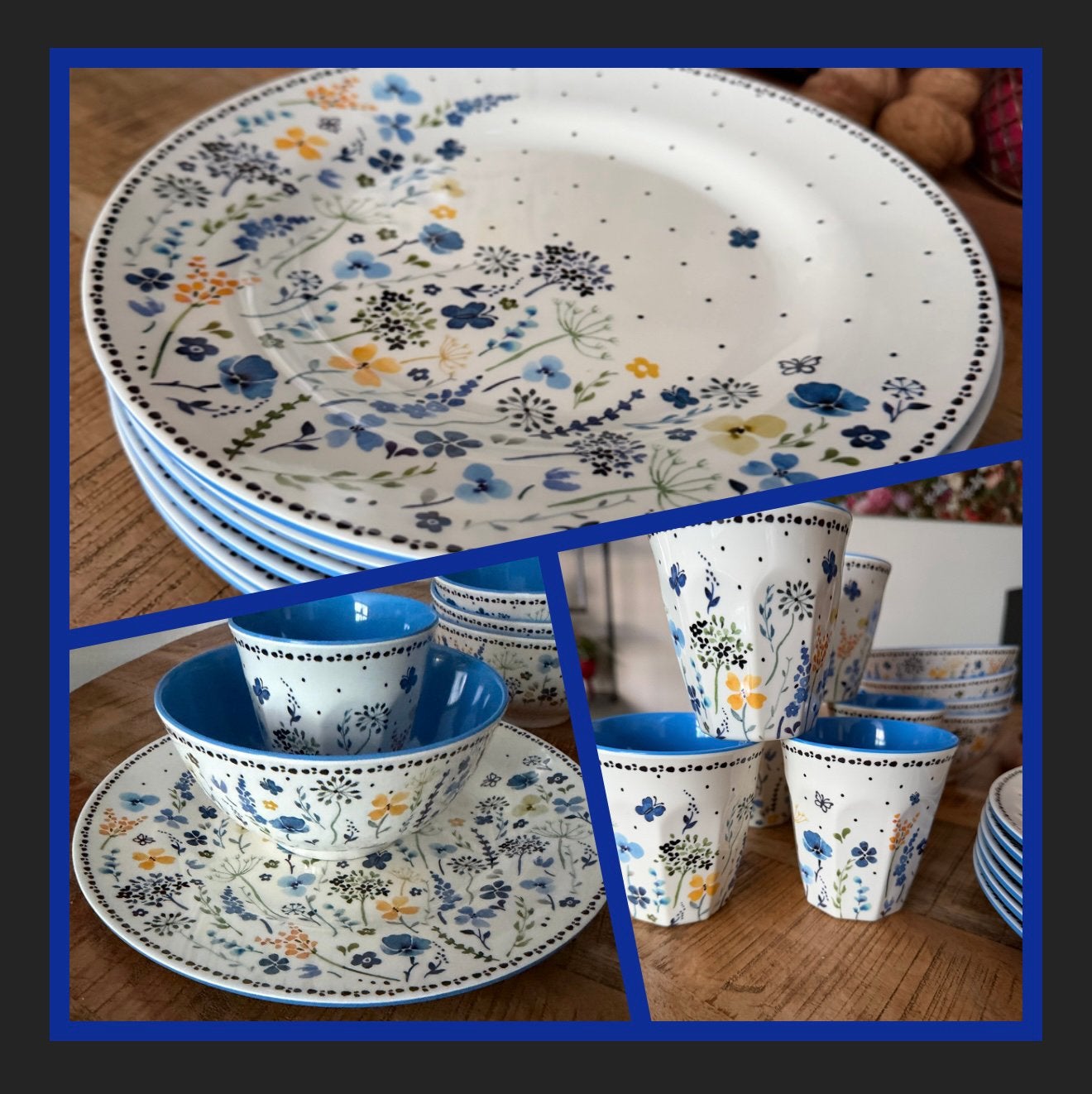 Bunzlau Melamine Wild Flowers Bekers , Kommen en Borden, Ophalen, Zo goed als nieuw