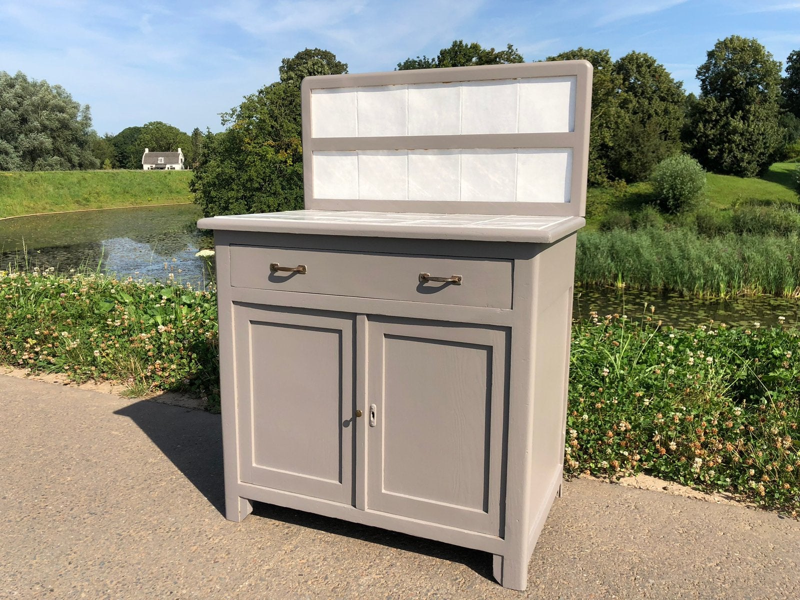 Mid-century bijzondere kast | commode | met ingelegde tegels, Antiek en Kunst, Ophalen