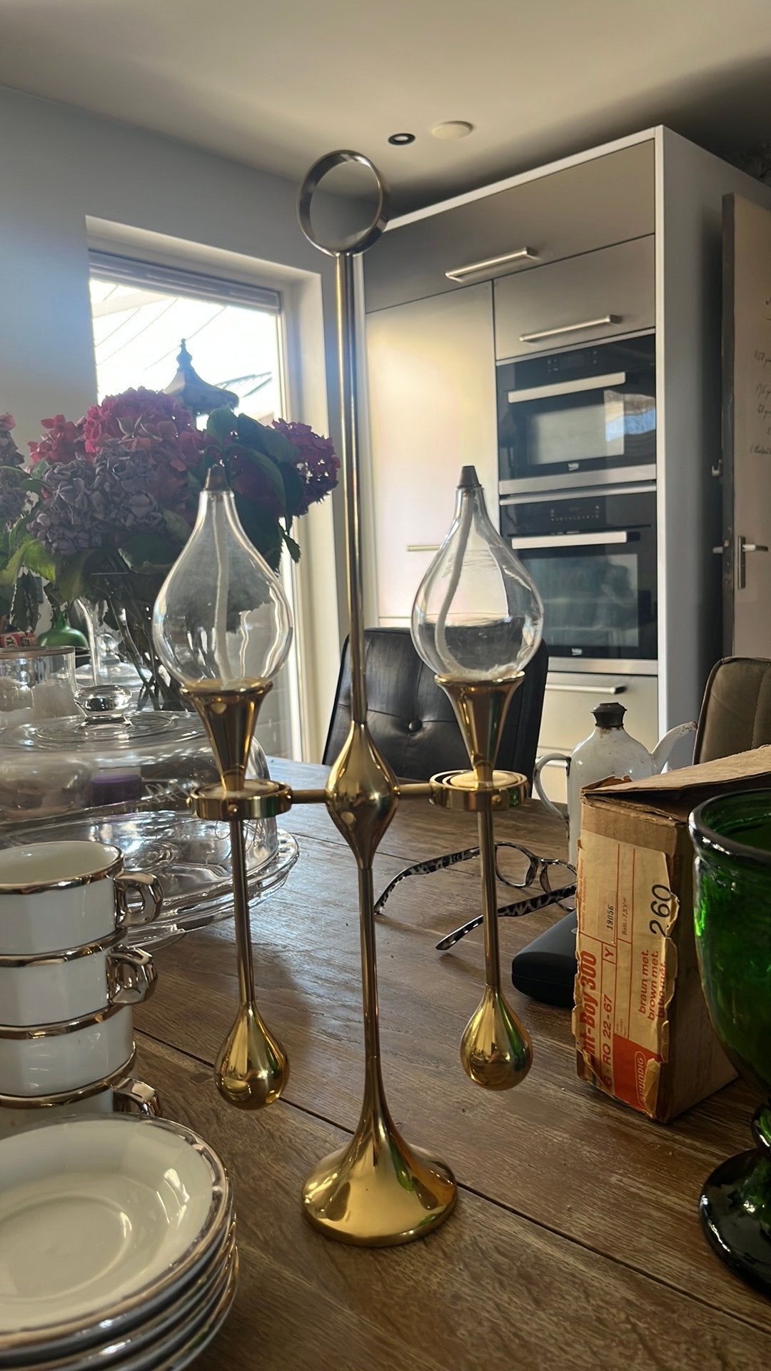 Clear Drops" dubbele olielamp, door Freddie Andersen ‘70, Ophalen of Verzenden