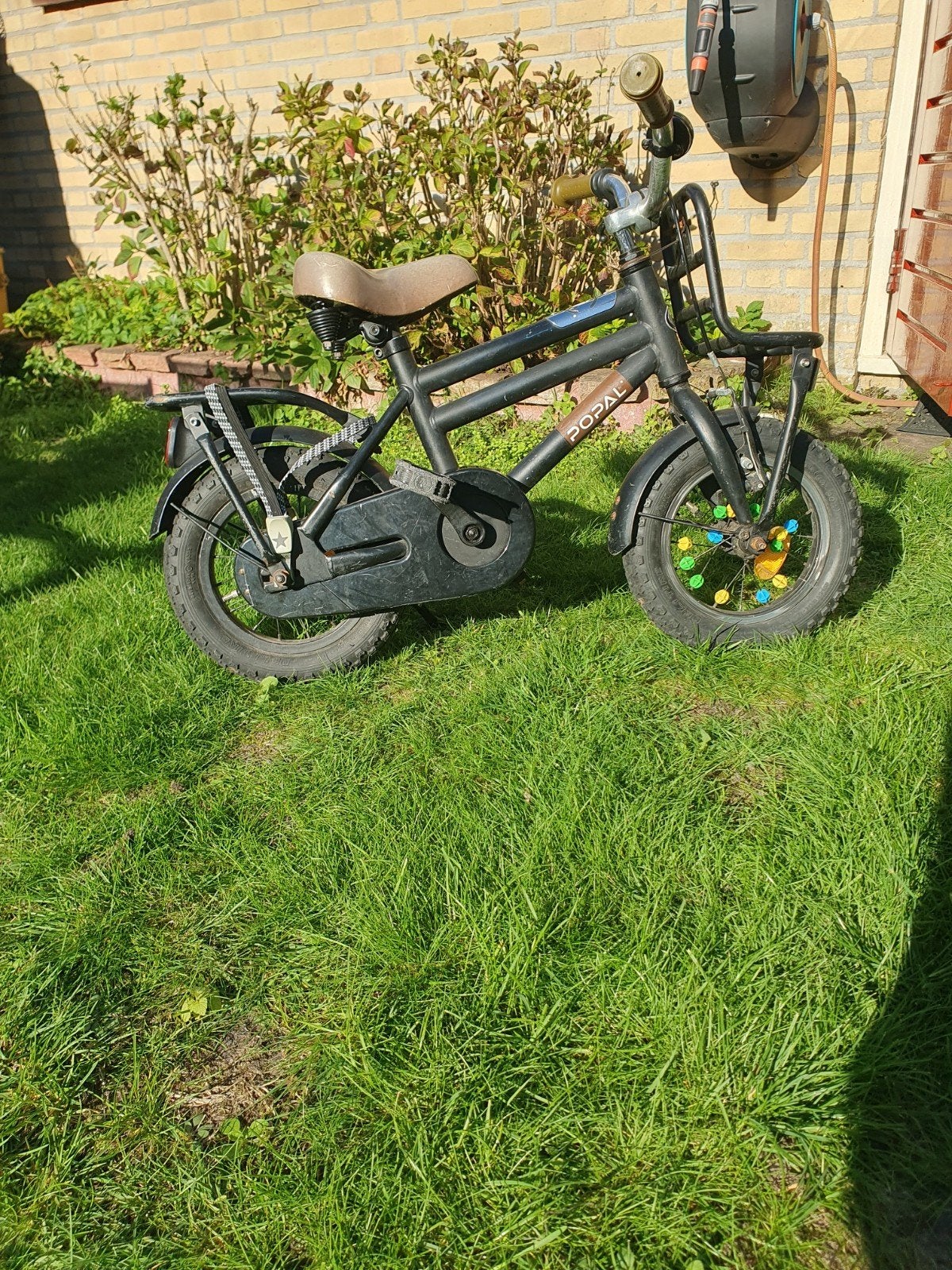 Popal kinderfiets 12,5 inch met voordrager en terugtraprem, Terugtraprem, Gebruikt, Ophalen of Verzenden, Minder dan 16 inch