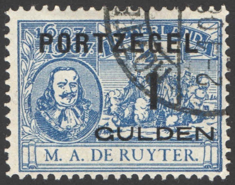 Nederland Port 43 gestempeld Michiel de Ruyter 1907, Ophalen of Verzenden, T/m 1940, Gestempeld