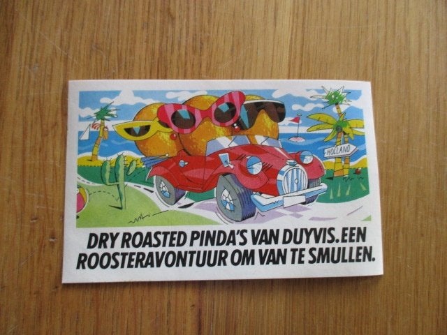 Duyvis sticker Dry roasted pinda's-Een roosteravontuur7x11cm, Verzamelen, Ophalen of Verzenden, Zo goed als nieuw, Bedrijf of Vereniging