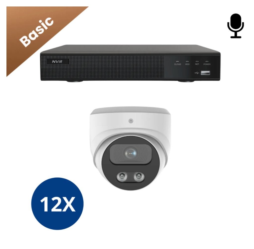 12x Beveiligingscamera set  bedraad – incl recorder – Wit, Ophalen, Zo goed als nieuw
