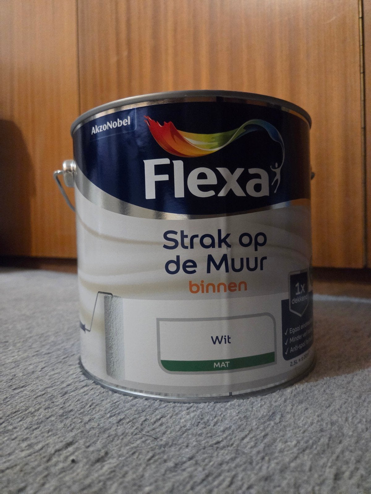 Flexa Strak op de Muur Binnen Muurverf Wit Mat 2.5L, Ophalen of Verzenden