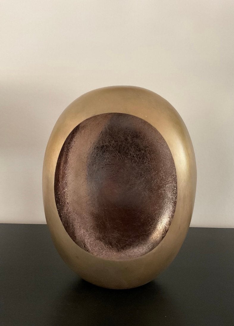 Ei vormig windlicht goud kleurig  32 x22 cm, Huis en Inrichting, Woonaccessoires | Kandelaars en Kaarsen, Ophalen of Verzenden