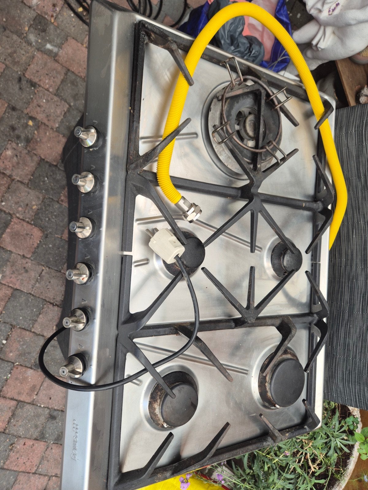 Smeg Inbouw Gasstel 5 Pitten met Wokbrander en Gasslang, Ophalen, Gebruikt, Inbouw, Gas