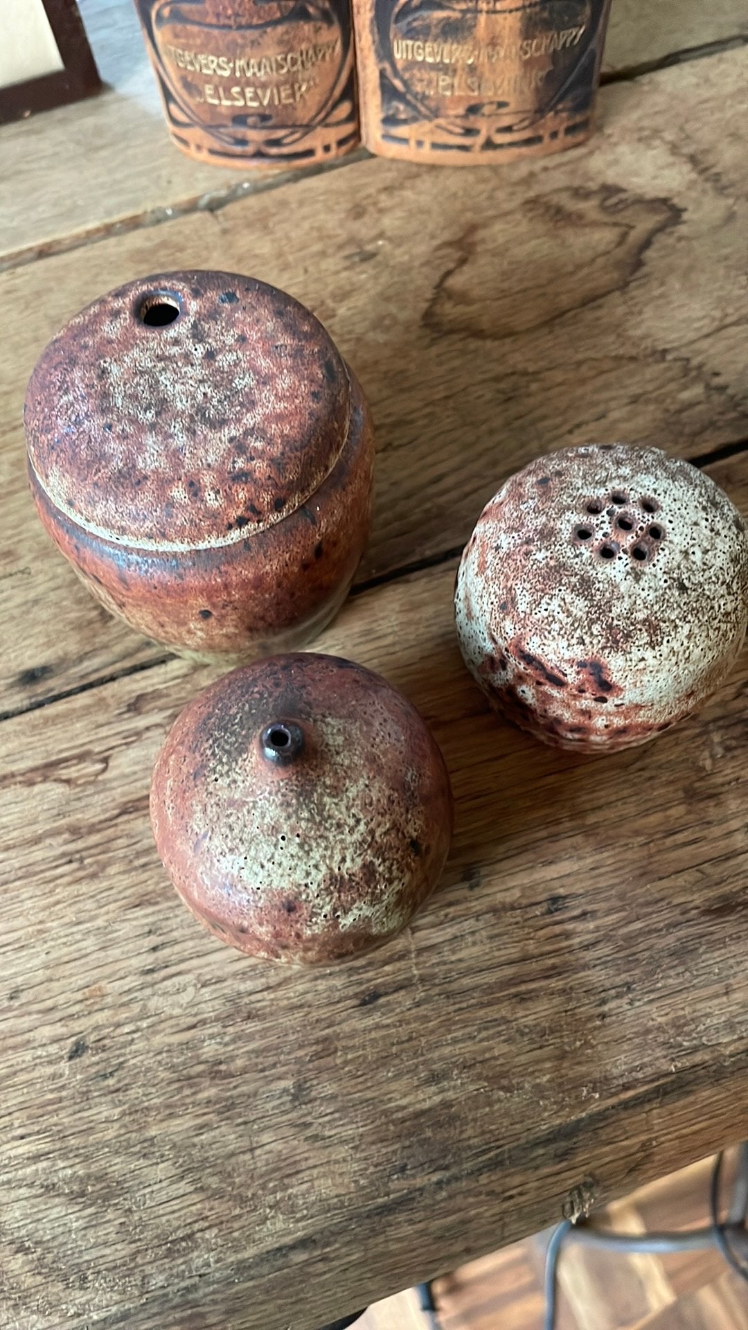 Keramiek peper/zout mosterd stel hand made, Ophalen