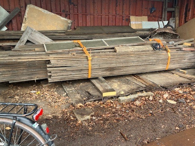 Grenen  planken 400x10xcm +/- 40.m2 gebruikt, Doe-het-zelf en Verbouw, Hout en Planken, Gebruikt, 25 tot 50 mm, Grenen, Ophalen of Verzenden