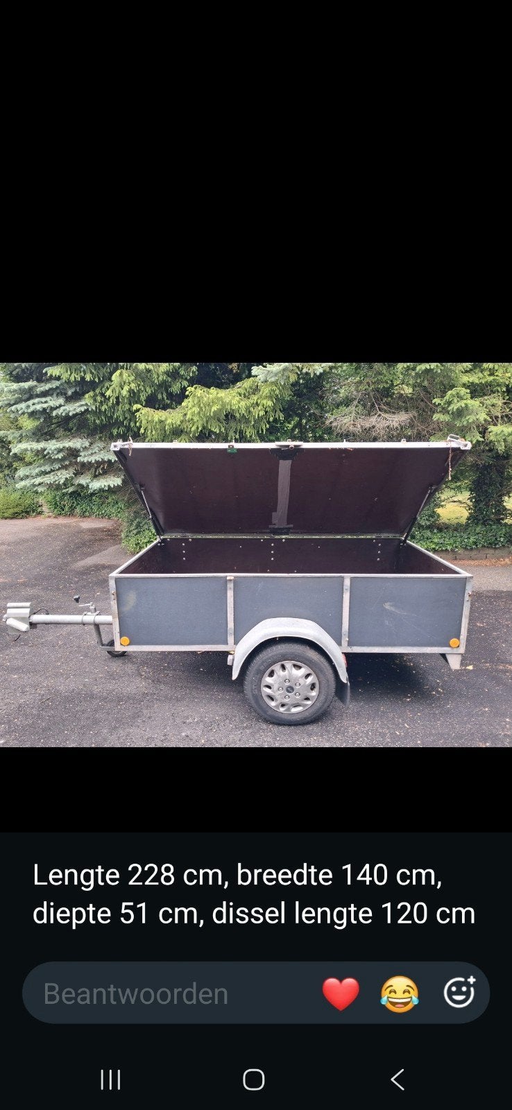 Royale gesloten aanhanger met disselslot 228x140x51, Auto diversen, Aanhangers en Bagagewagens, Ophalen