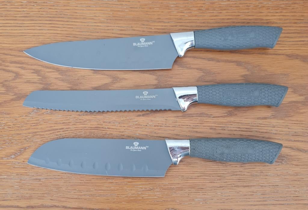 3 Baumann Keukenmessen, Ophalen of Verzenden, Zo goed als nieuw, Rvs of Chroom, Los bestek