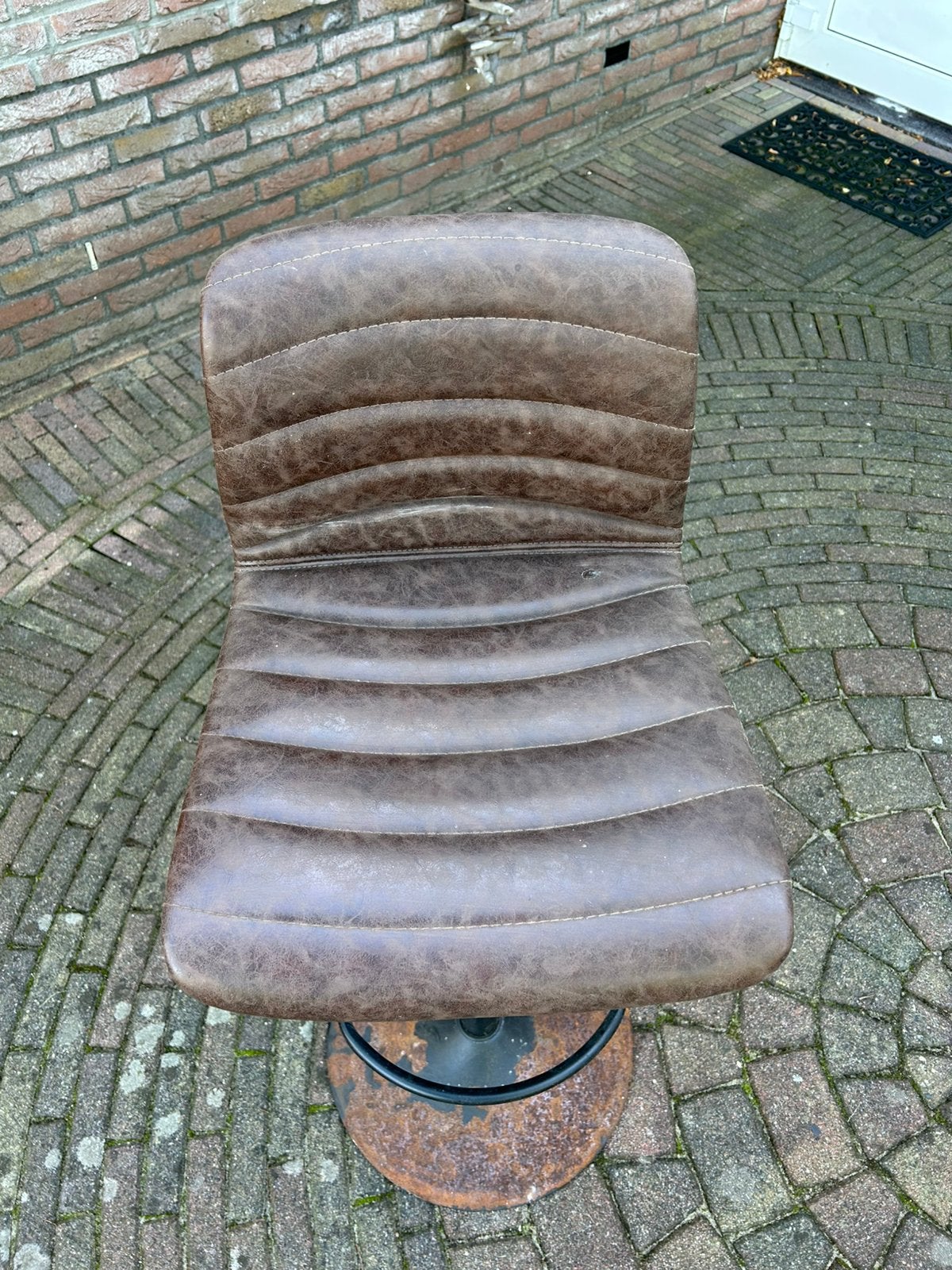4x barkruk in hoogte verstelbaar, Huis en Inrichting, Ophalen, Minder dan 75 cm, Leer, Zo goed als nieuw