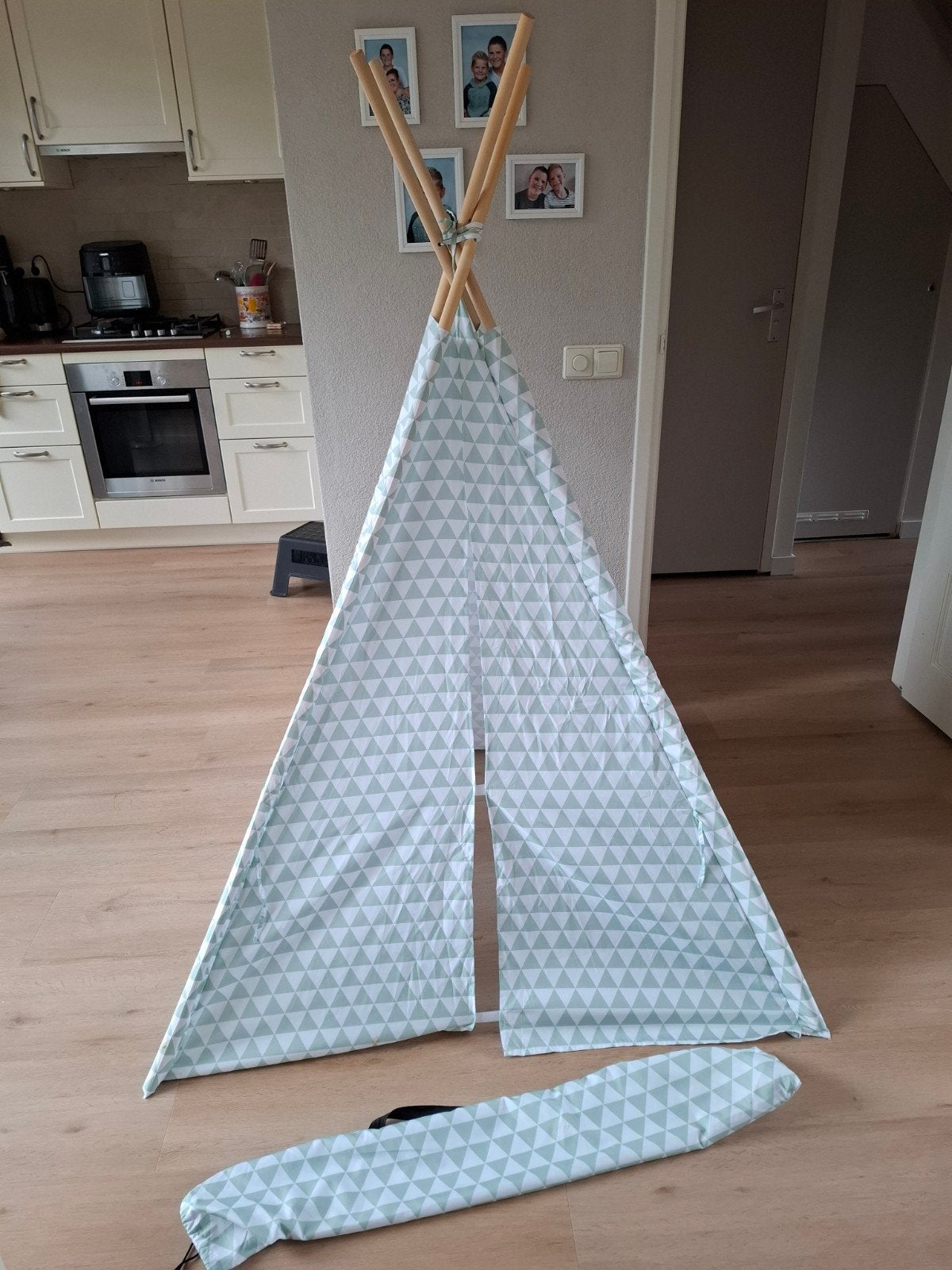 Tipi/wigwam tent wit/groen, Ophalen, Gebruikt